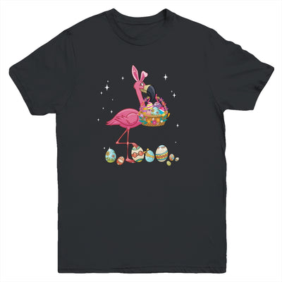 Pretty Easter Flamingo With Easter Basket Youth Youth Shirt | Teecentury.com