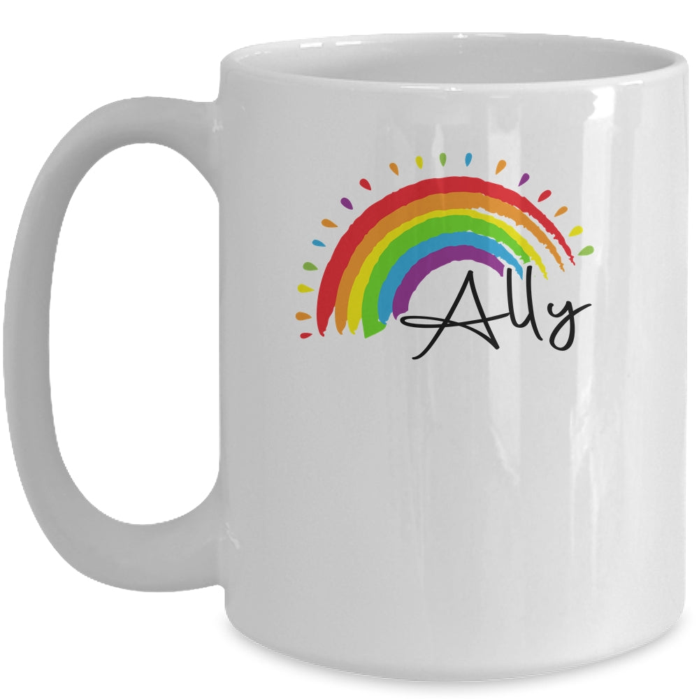 Pretty LGBTQ ALLY Gay Pride and Support Design Gay Ally Mug Coffee Mug | Teecentury.com