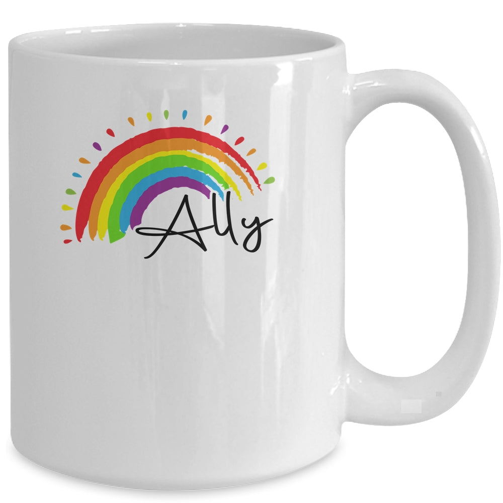 Pretty LGBTQ ALLY Gay Pride and Support Design Gay Ally Mug Coffee Mug | Teecentury.com