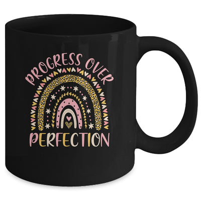 Progress Over Perfection Motivational Back To School Teacher Rainbow Mug Coffee Mug | Teecentury.com