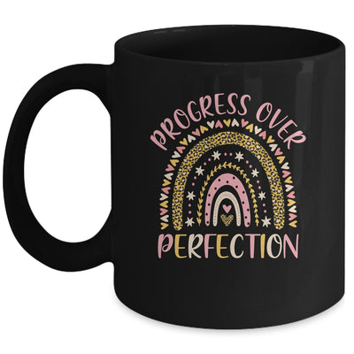 Progress Over Perfection Motivational Back To School Teacher Rainbow Mug Coffee Mug | Teecentury.com