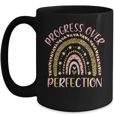 Progress Over Perfection Motivational Back To School Teacher Rainbow Mug Coffee Mug | Teecentury.com