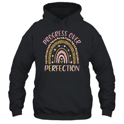 Progress Over Perfection Motivational Back To School Teacher Rainbow T-Shirt & Hoodie | Teecentury.com