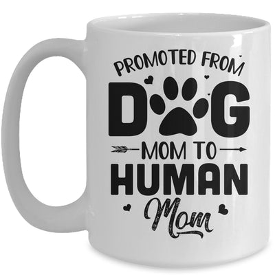 Promoted From Dog Mom To Human Mom Mother's Day Mug Coffee Mug | Teecentury.com