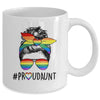 Proud Aunt Messy Bun LGBT Mom LGBT Gay Pride LGBTQ Rainbow Mug | teecentury