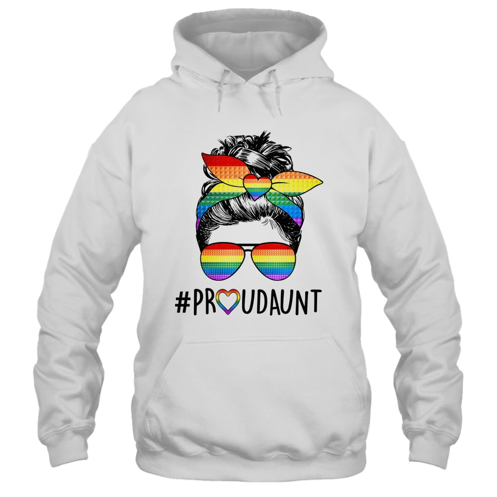 Proud Aunt Messy Bun LGBT Mom LGBT Gay Pride LGBTQ Rainbow Shirt & Tank Top | teecentury