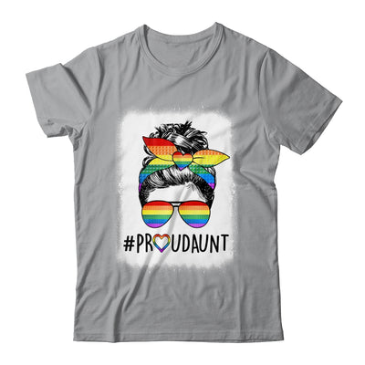 Proud Aunt Messy Bun Rainbow LGBT Mom LGBT Gay Pride LGBTQ Shirt & Tank Top | teecentury