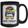 Proud Aunt Messy Bun Rainbow LGBT Mom LGBT Gay Pride LGBTQ Mug | teecentury