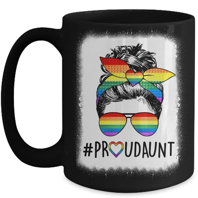 Proud Aunt Messy Bun Rainbow LGBT Mom LGBT Gay Pride LGBTQ Mug | teecentury