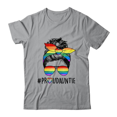 Proud Auntie Messy Bun LGBT Auntie LGBT Gay Pride Rainbow Shirt & Tank Top | teecentury