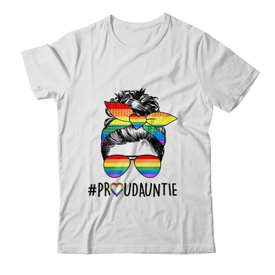 Proud Auntie Messy Bun LGBT Auntie LGBT Gay Pride Rainbow Shirt & Tank Top | teecentury