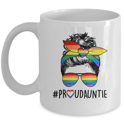 Proud Auntie Messy Bun LGBT Auntie LGBT Gay Pride Rainbow Mug | teecentury