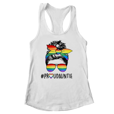 Proud Auntie Messy Bun LGBT Auntie LGBT Gay Pride Rainbow Shirt & Tank Top | teecentury