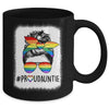 Proud Auntie Messy Bun Rainbow LGBT Auntie LGBT Gay Pride Mug | teecentury