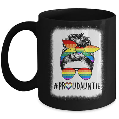 Proud Auntie Messy Bun Rainbow LGBT Auntie LGBT Gay Pride Mug | teecentury