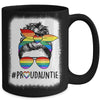 Proud Auntie Messy Bun Rainbow LGBT Auntie LGBT Gay Pride Mug | teecentury