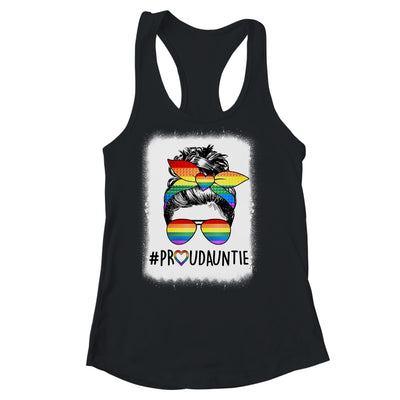 Proud Auntie Messy Bun Rainbow LGBT Auntie LGBT Gay Pride Shirt & Tank Top | teecentury