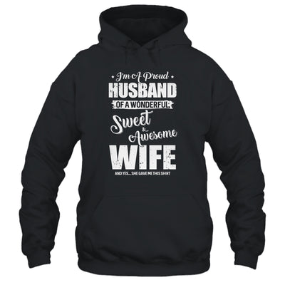 Proud Husband Wonderful And Sweet Wife Funny Gift Husband T-Shirt & Hoodie | Teecentury.com