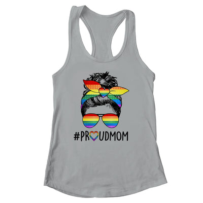 Proud Mom Messy Bun LGBT Mom LGBT Gay Pride LGBTQ Rainbow Shirt & Tank Top | teecentury