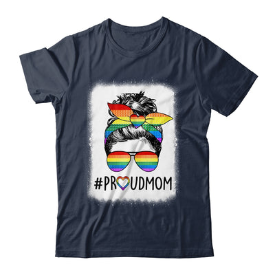 Proud Mom Messy Bun Rainbow LGBT Mom LGBT Gay Pride LGBTQ Shirt & Tank Top | teecentury