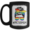 Proud Mom Messy Bun Rainbow LGBT Mom LGBT Gay Pride LGBTQ Mug | teecentury