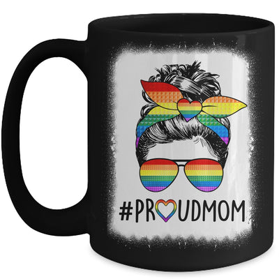 Proud Mom Messy Bun Rainbow LGBT Mom LGBT Gay Pride LGBTQ Mug | teecentury