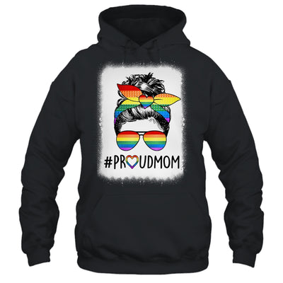 Proud Mom Messy Bun Rainbow LGBT Mom LGBT Gay Pride LGBTQ Shirt & Tank Top | teecentury