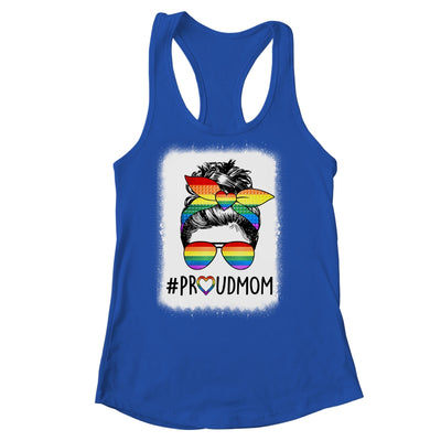 Proud Mom Messy Bun Rainbow LGBT Mom LGBT Gay Pride LGBTQ Shirt & Tank Top | teecentury