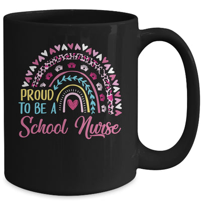 Proud To Be A School Pink Leopard Rainbow Stethoscope Nurs Mug | teecentury