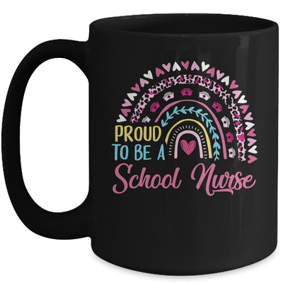 Proud To Be A School Pink Leopard Rainbow Stethoscope Nurs Mug | teecentury