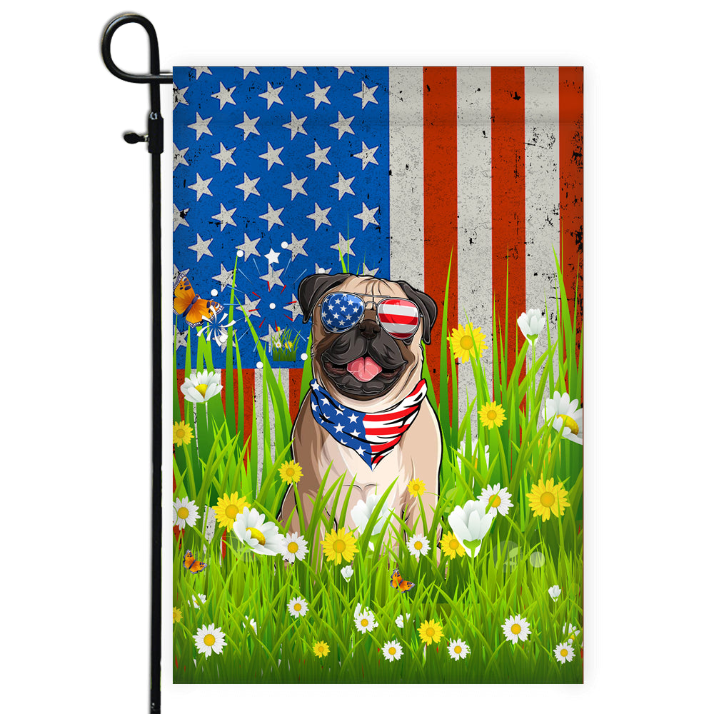 Pug American USA Flag 4th of July Dog Lover On Independence Day | teecentury