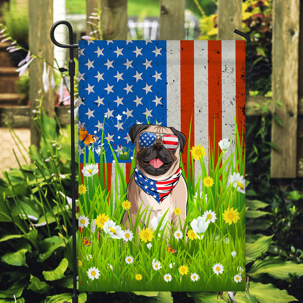 Pug American USA Flag 4th of July Dog Lover On Independence Day | teecentury