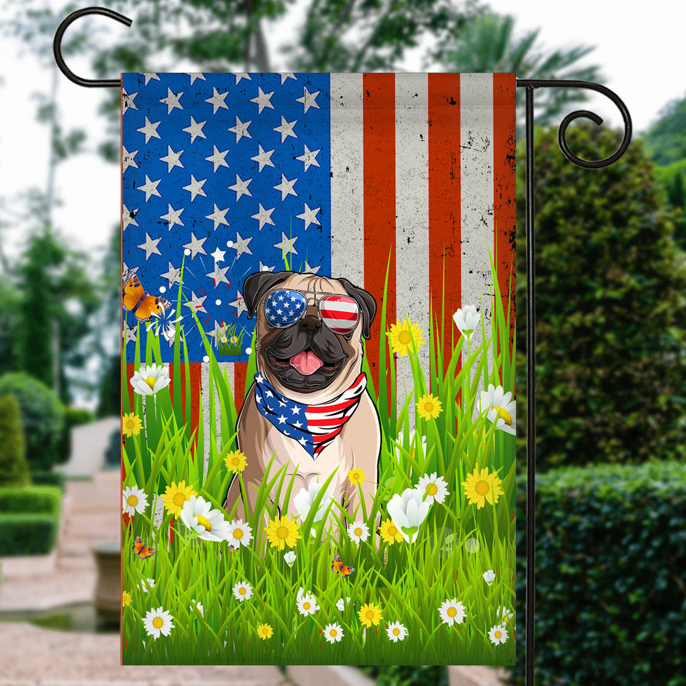 Pug American USA Flag 4th of July Dog Lover On Independence Day | teecentury