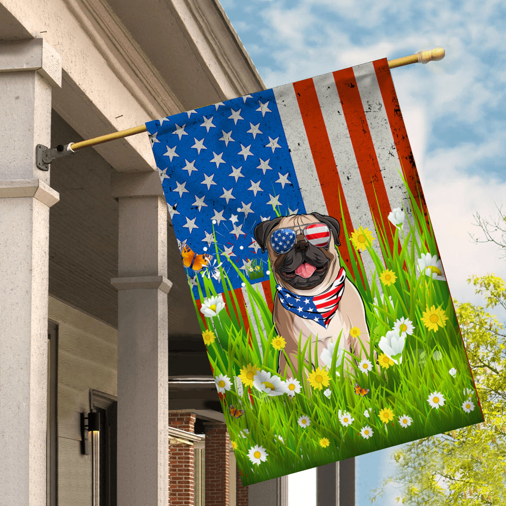 Pug American USA Flag 4th of July Dog Lover On Independence Day | teecentury
