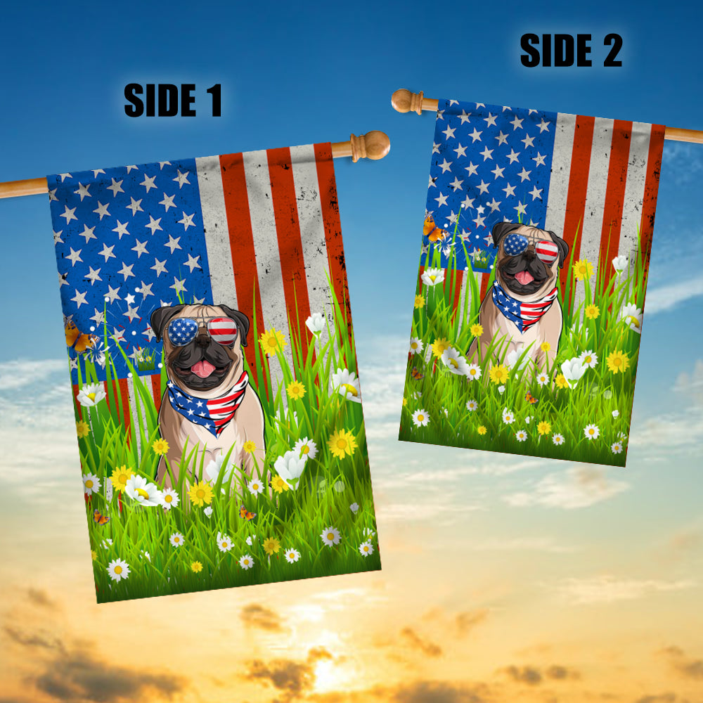 Pug American USA Flag 4th of July Dog Lover On Independence Day | teecentury