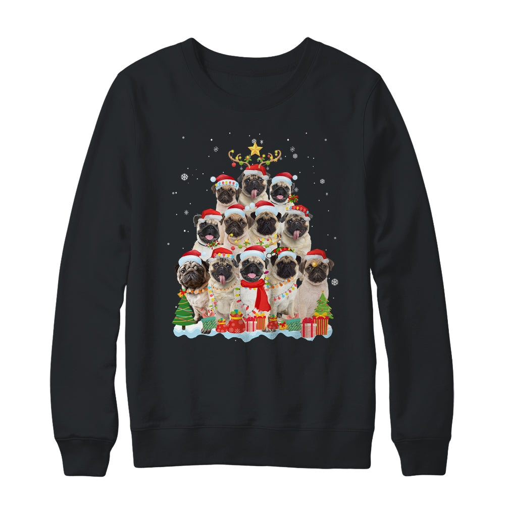 Pug Christmas Tree Pajama Xmas T-Shirt & Sweatshirt | Teecentury.com