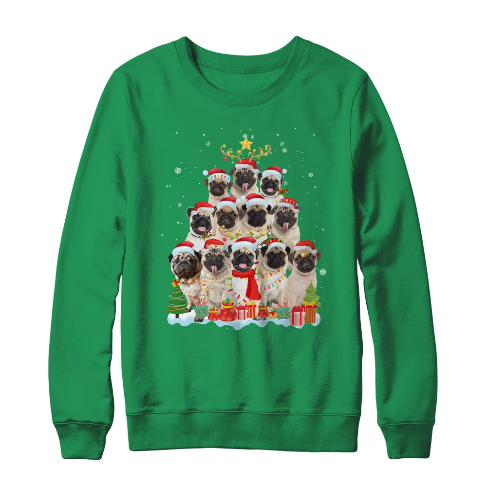 Pug Christmas Tree Pajama Xmas T-Shirt & Sweatshirt | Teecentury.com