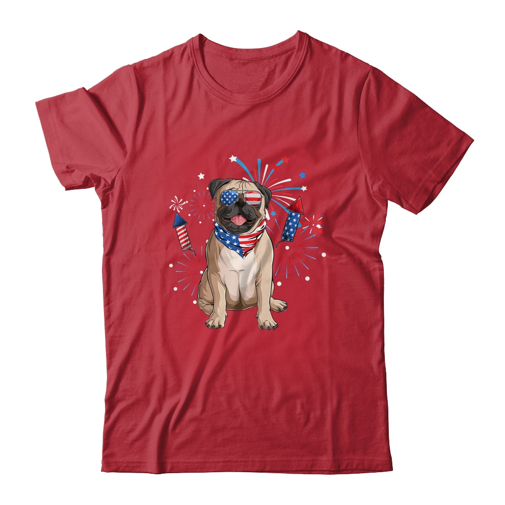 Pug Dog American USA Flag 4th of July Men women Lover Shirt & Tank Top | teecentury