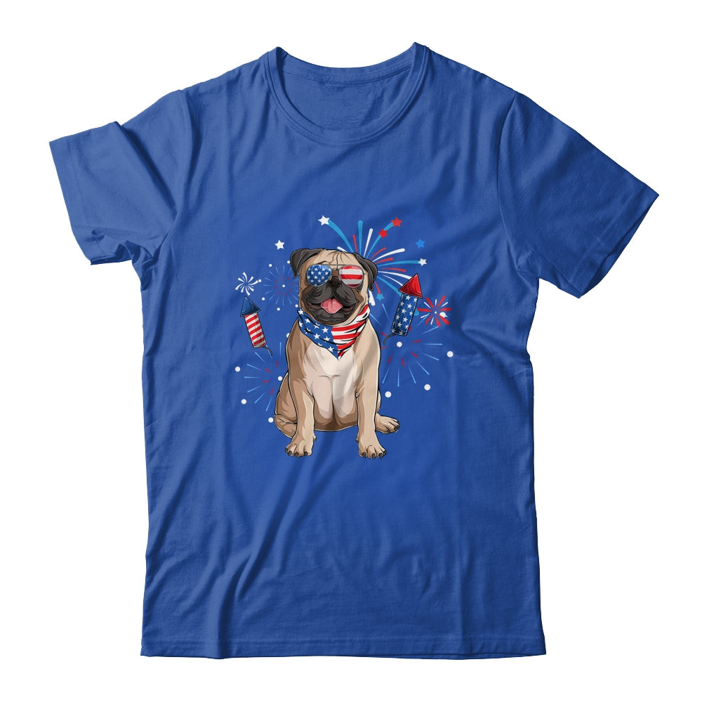 Pug Dog American USA Flag 4th of July Men women Lover Shirt & Tank Top | teecentury