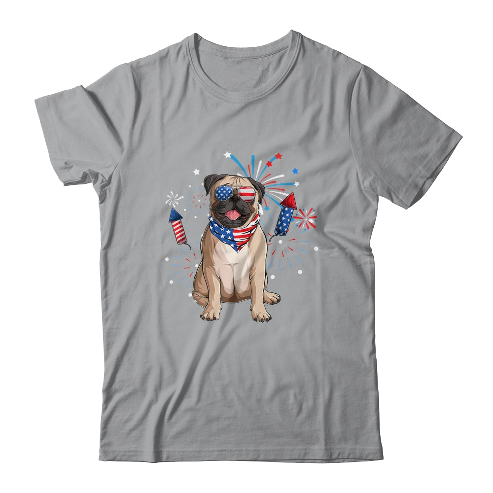 Pug Dog American USA Flag 4th of July Men women Lover Shirt & Tank Top | teecentury