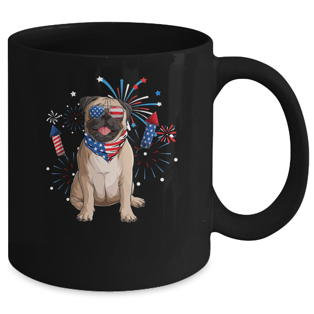Pug Dog American USA Flag 4th of July Men women Lover Mug | teecentury