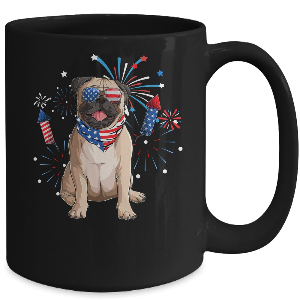 Pug Dog American USA Flag 4th of July Men women Lover Mug | teecentury