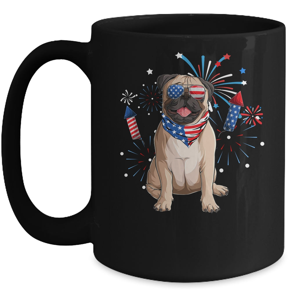Pug Dog American USA Flag 4th of July Men women Lover Mug | teecentury