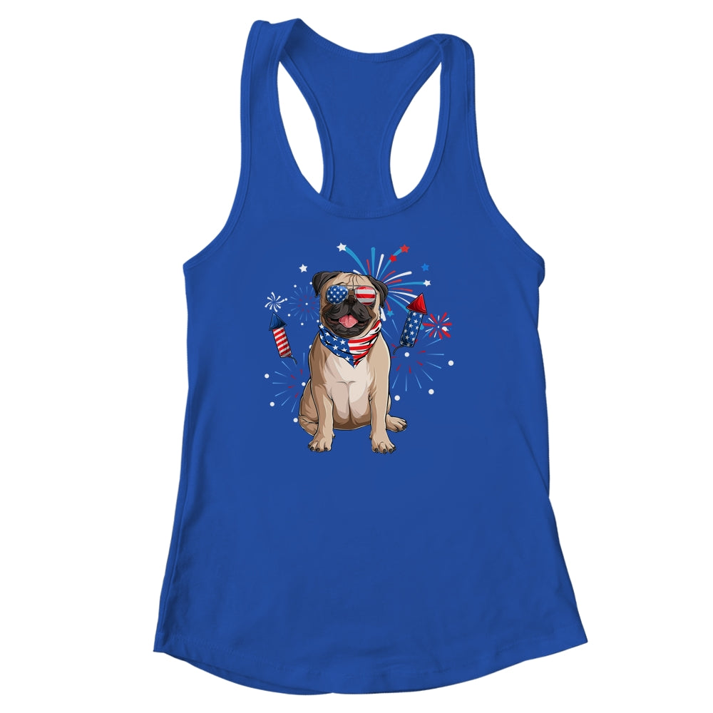 Pug Dog American USA Flag 4th of July Men women Lover Shirt & Tank Top | teecentury