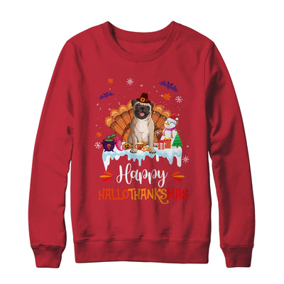 Pug Happy HalloThanksMas Halloween Thanksgiving Christmas Shirt & Sweatshirt | teecentury