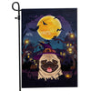 Pug Witch Halloween Flag Castle Background For Dog Lover Home Flag | Teecentury.com