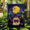 Pug Witch Halloween Flag Castle Background For Dog Lover Home Flag | Teecentury.com