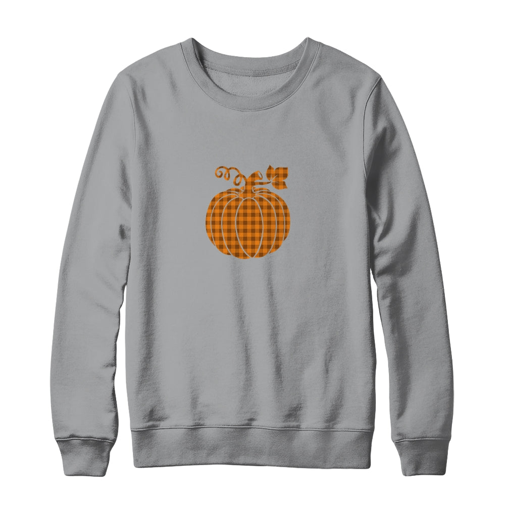 Pumpkin Halloween Thanksgiving Gift Women Pumpkin Plaid T-Shirt & Sweatshirt | Teecentury.com