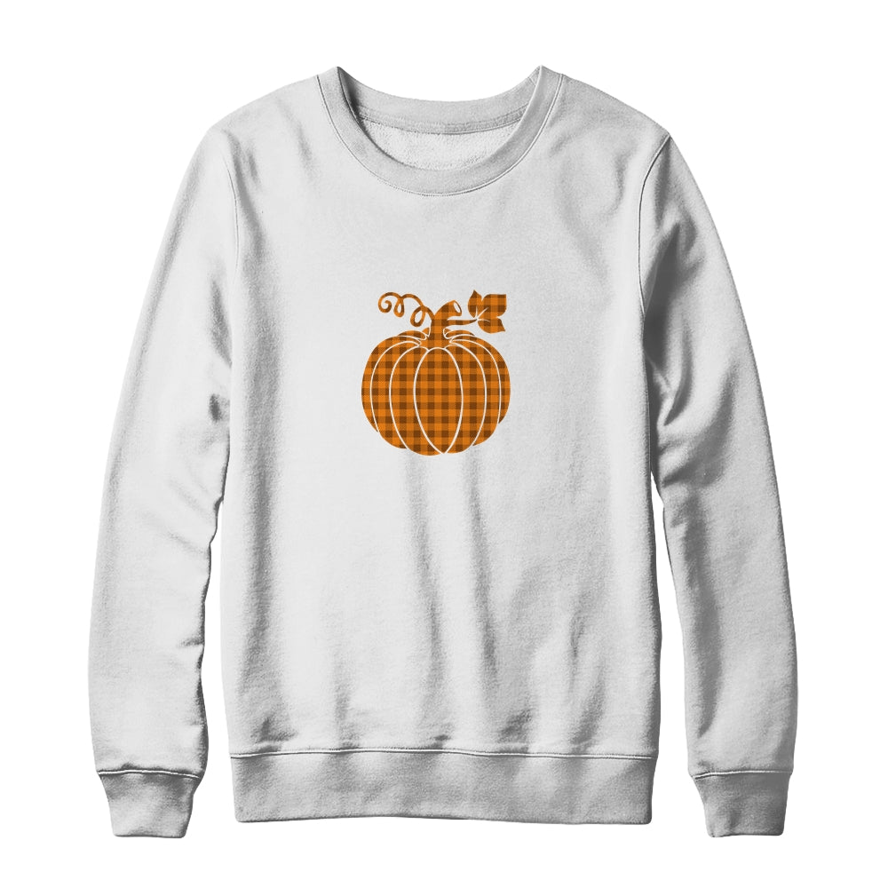 Pumpkin Halloween Thanksgiving Gift Women Pumpkin Plaid T-Shirt & Sweatshirt | Teecentury.com