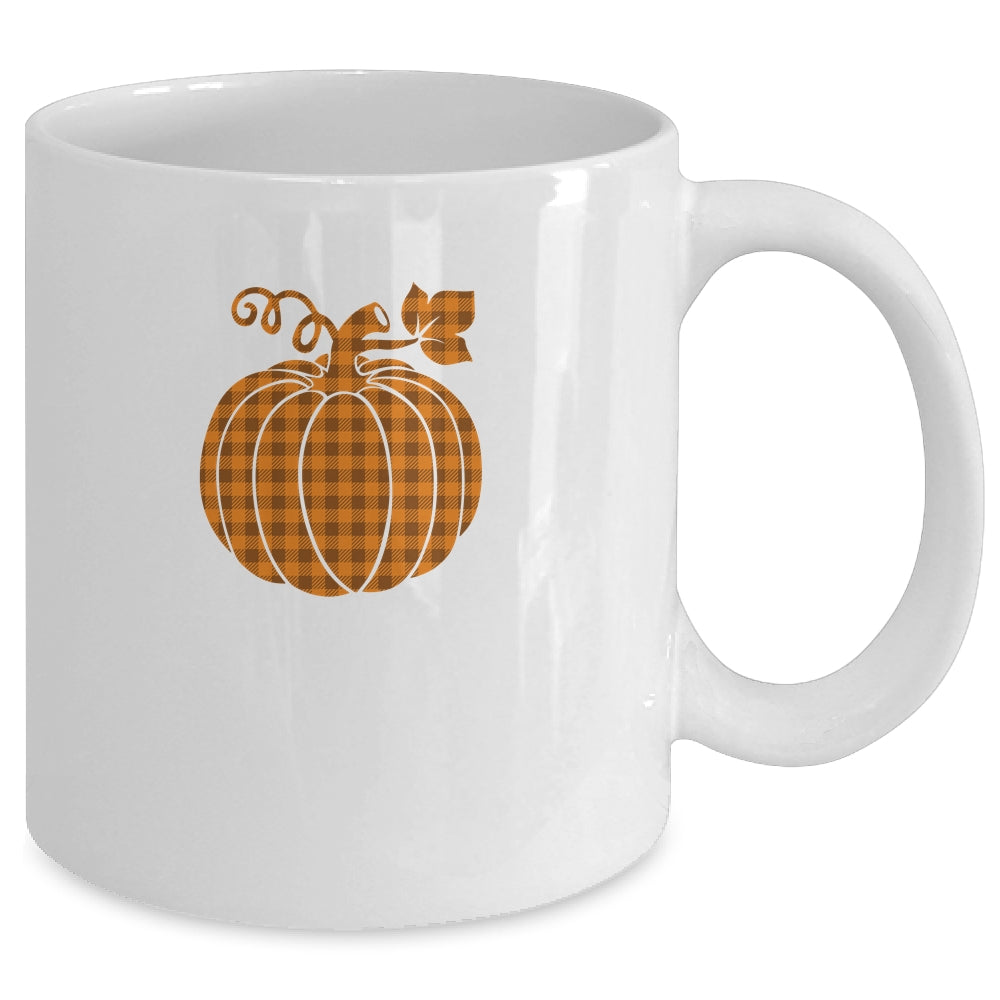 Pumpkin Halloween Thanksgiving Gift Women Pumpkin Plaid Mug Coffee Mug | Teecentury.com